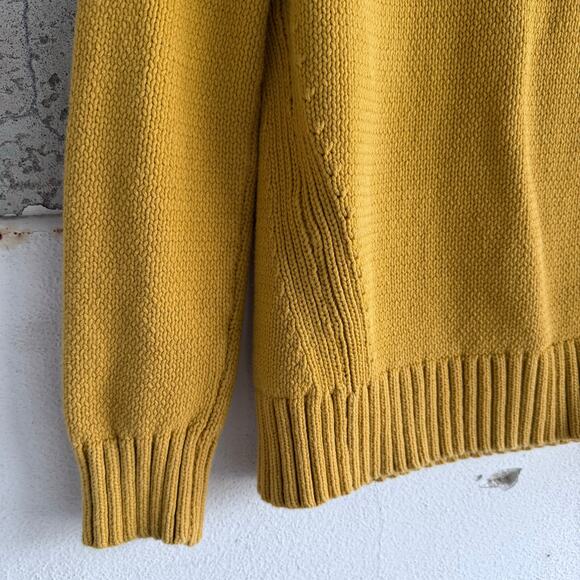 J. Crew Sweater Mustard Mock Turtleneck Chunky Knit Pullover Womens M Preppy - Picture 2 of 8